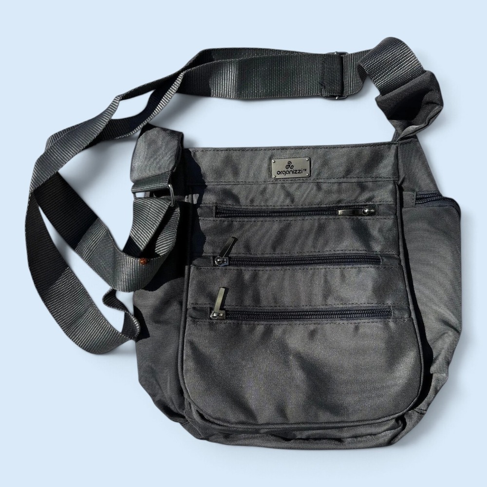 Organizzi Gray Nylon Crossbody Travel Bag Multi-Pocket Messenger
